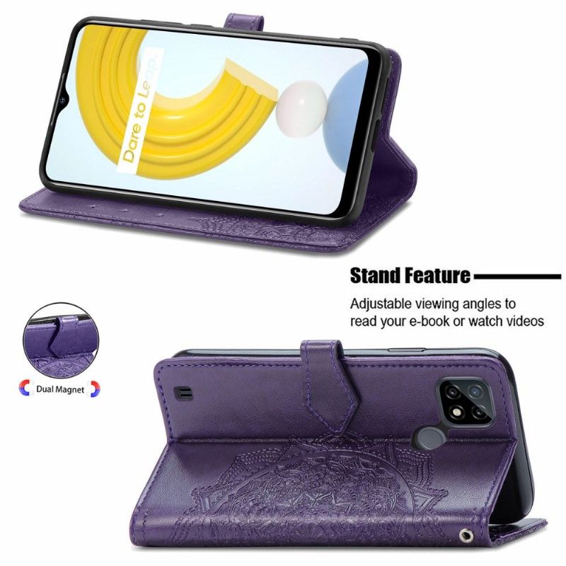Housse Realme C21 Mandala relief en simili cuir
