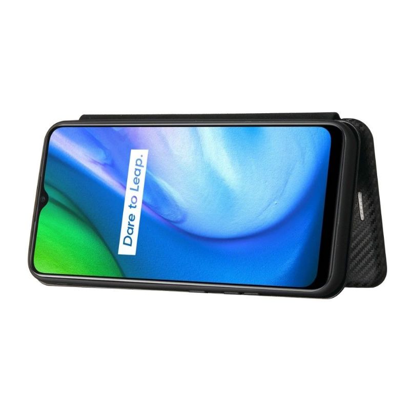 Housse Realme C21 simili cuir fibre de carbone