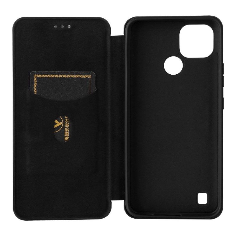Housse Realme C21 simili cuir fibre de carbone