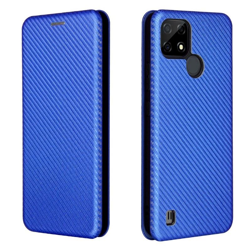 Housse Realme C21 simili cuir fibre de carbone