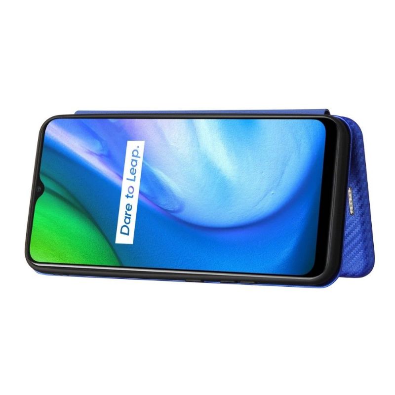 Housse Realme C21 simili cuir fibre de carbone