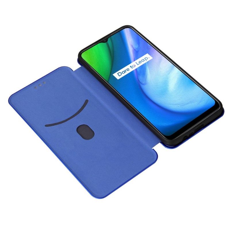 Housse Realme C21 simili cuir fibre de carbone