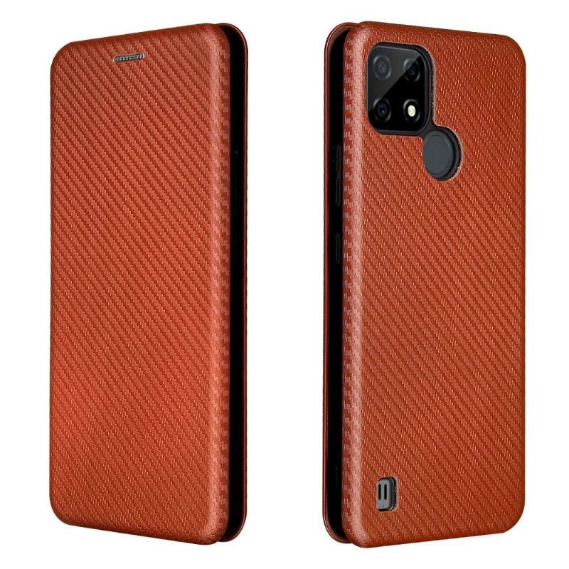 Housse Realme C21 simili cuir fibre de carbone