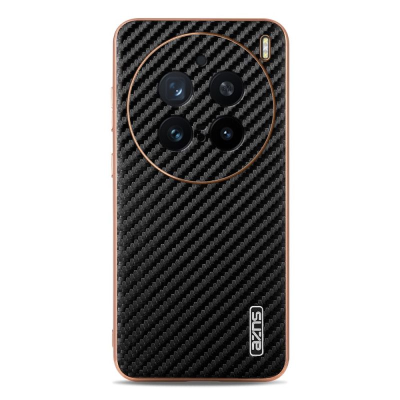 Coque Vivo X200 Pro Fibre de Carbone Portefeuille à Fermeture Éclair