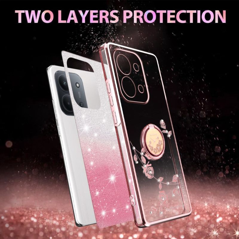 CoqueXiaomi Redmi 15C 4G / 5G / Poco C85 Anneau-Support Fleurettes KADEM