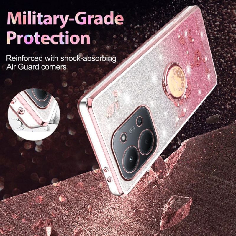 CoqueXiaomi Redmi 15C 4G / 5G / Poco C85 Anneau-Support Fleurettes KADEM