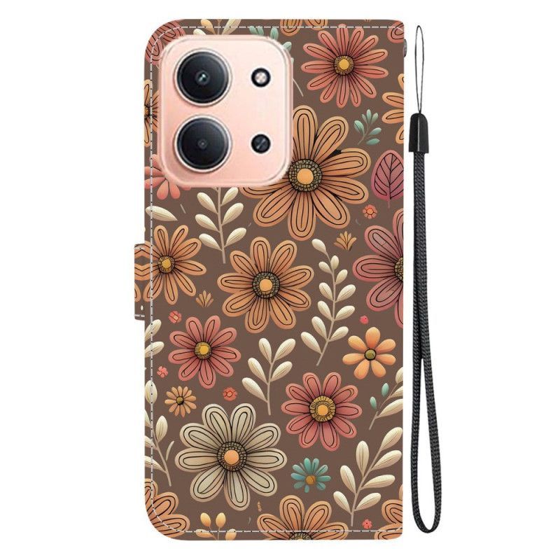 Housse Xiaomi Redmi 15C 4G / 5G / Poco C85 Fleurs Brunes