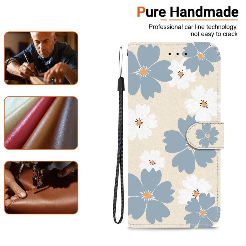 Housse Xiaomi Redmi 15C 4G / 5G / Poco C85 Fleurs Grises et Blanches