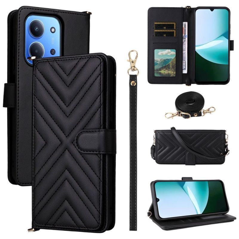 Housse Xiaomi Redmi 15C 5G / 4G / Poco C85 4G Design Matelassé avec Lanière et Bandoulière