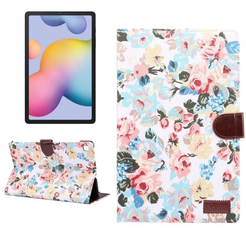 Housse Samsung Galaxy Tab S6 Lite Tissu Fleuries
