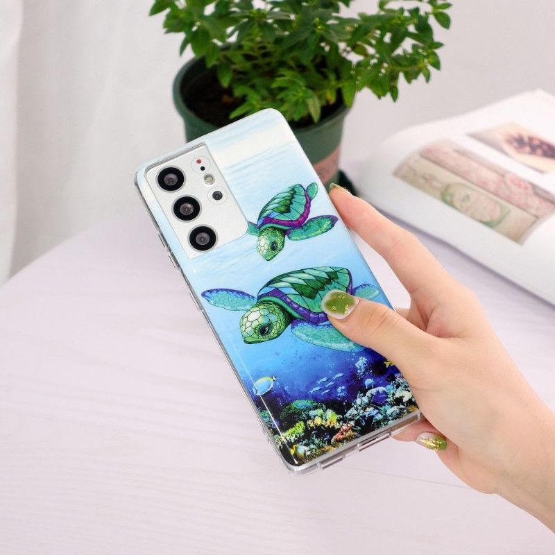 Coque Samsung Galaxy S21 Ultra 5G Fluorescente Tortues