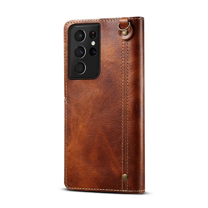 Housse Samsung Galaxy S21 Ultra 5G Cuir Véritable Coutures
