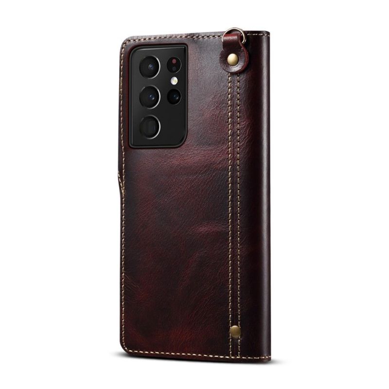 Housse Samsung Galaxy S21 Ultra 5G Cuir Véritable Coutures