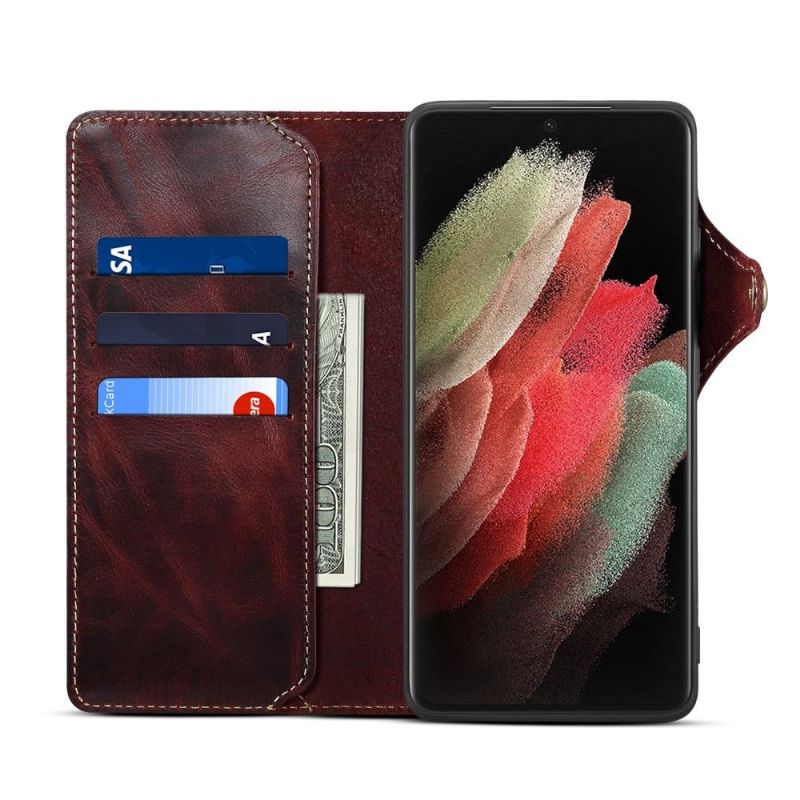 Housse Samsung Galaxy S21 Ultra 5G Cuir Véritable Coutures