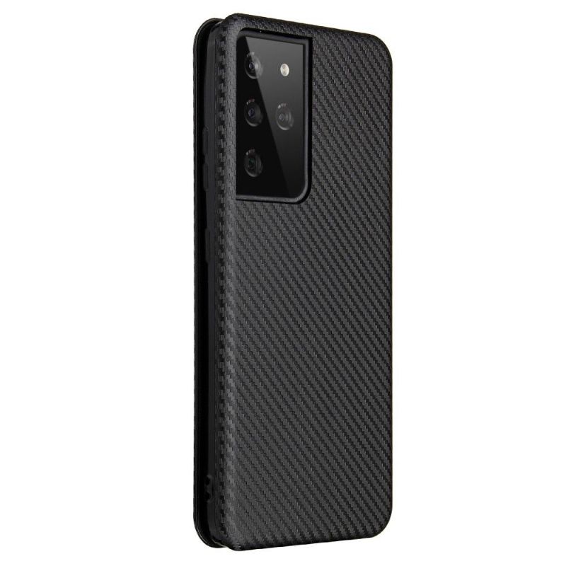 Housse Samsung Galaxy S21 Ultra 5G Simili Cuir Style Fibre de Carbone