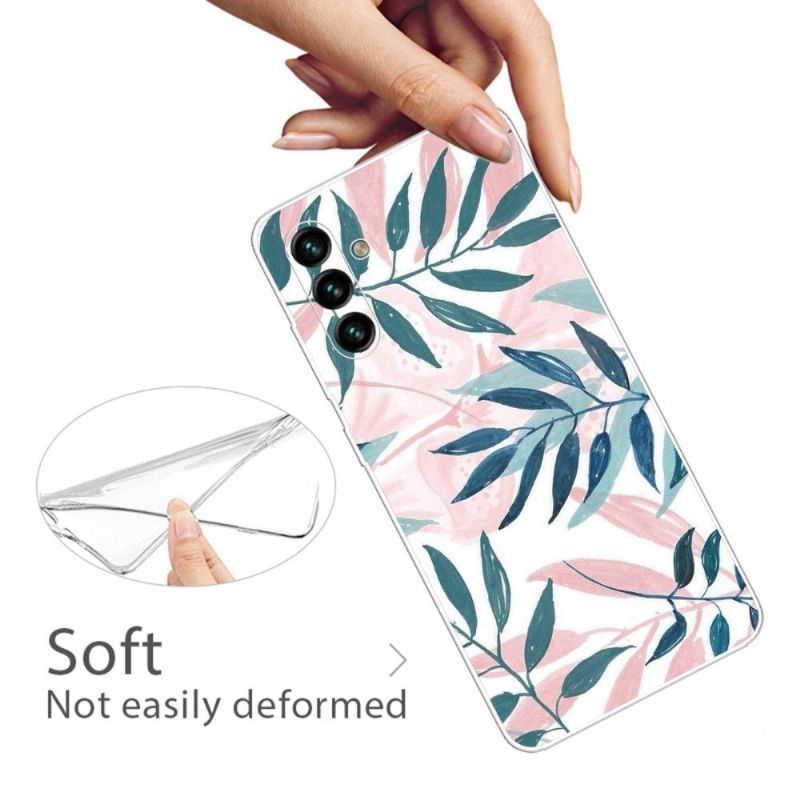 Coque Samsung Galaxy A13 5G Feuilles Vertes et Roses