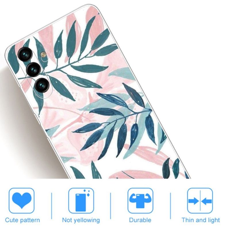Coque Samsung Galaxy A13 5G Feuilles Vertes et Roses