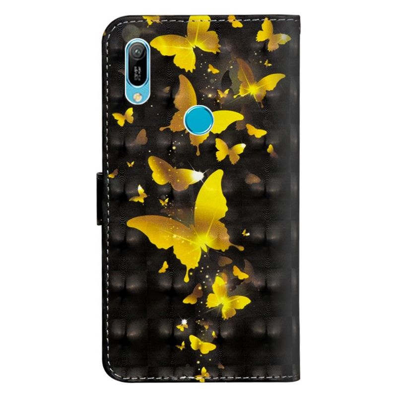 Huawei Y6 2019 - Housse Papillons Dorés