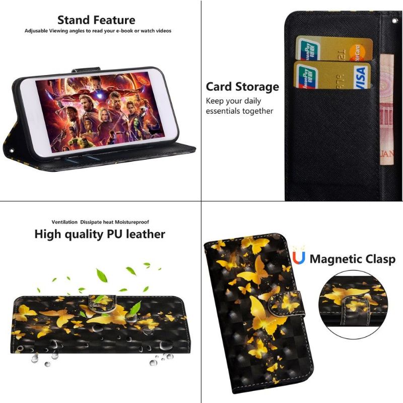 Huawei Y6 2019 - Housse Papillons Dorés