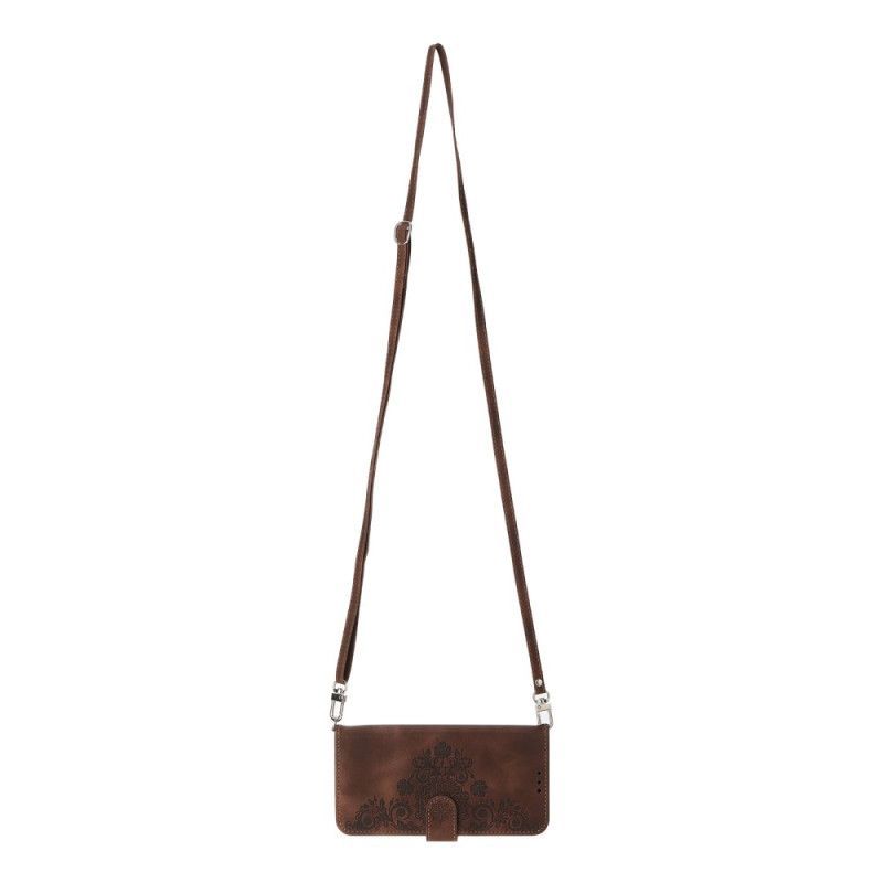 Housse Xiaomi Redmi Note 15 Pro 5G Effet Daim Mandala avec Bandoulière