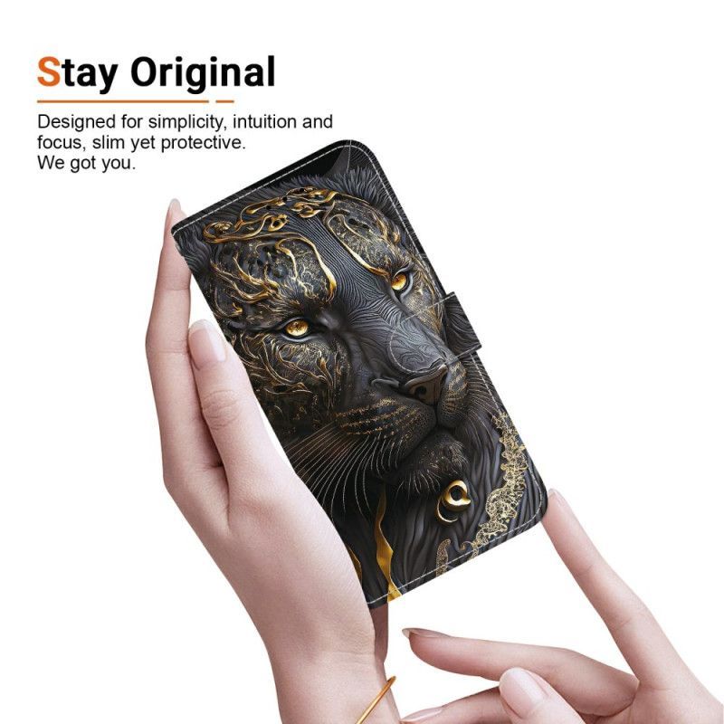 Housse Xiaomi Redmi Note 15 Pro 5G Lion Noir et Or