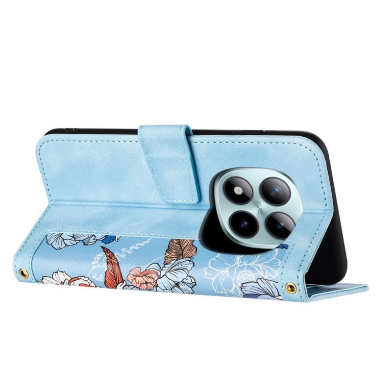 Housse Xiaomi Redmi Note 15 Pro 5G Motif Floral avec Lanière