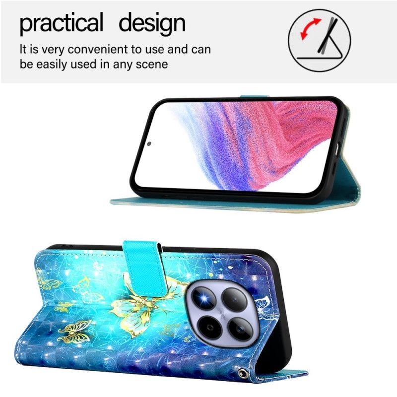 Housse Xiaomi Redmi Note 15 Pro 5G Papillons Dorés