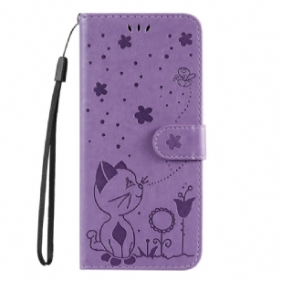 Housse Honor Magic 5 Lite Chat et Abeille à Lanière