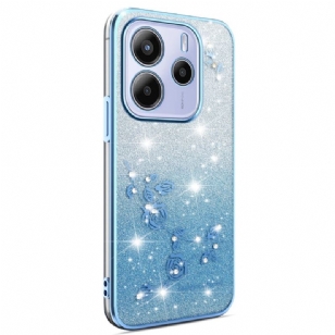 Coque pour Xiaomi Redmi Note 14 4G Dégradé Fleurs Paillettes