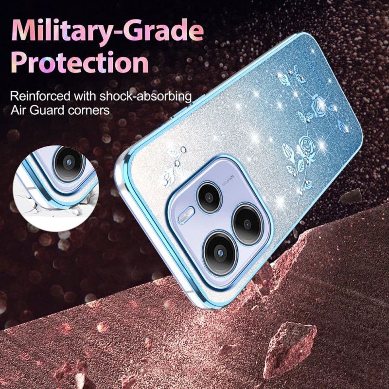 Coque pour Xiaomi Redmi Note 14 4G Dégradé Fleurs Paillettes