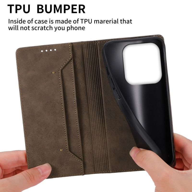 Flip Cover Xiaomi Redmi Note 14 4G Blocage RFID Vintage