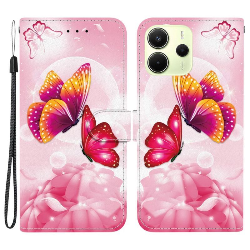 Hoousse Xiaomi Redmi Note 14 4G Papillons Roses