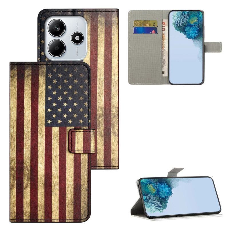 Housse Xiaomi Redmi Note 14 4G Drapeau Américain Vintage