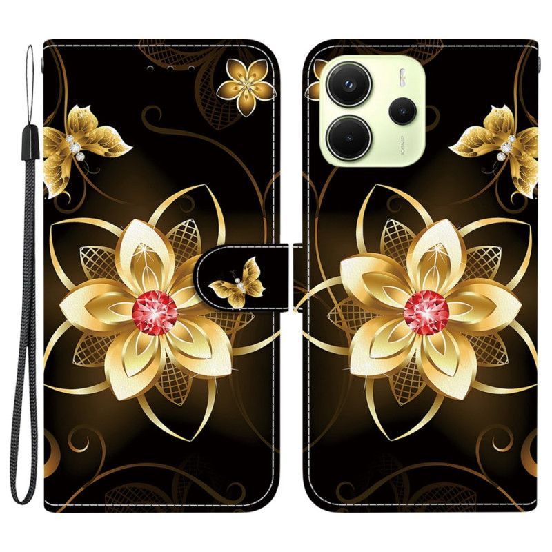 Housse Xiaomi Redmi Note 14 4G Fleur Doré