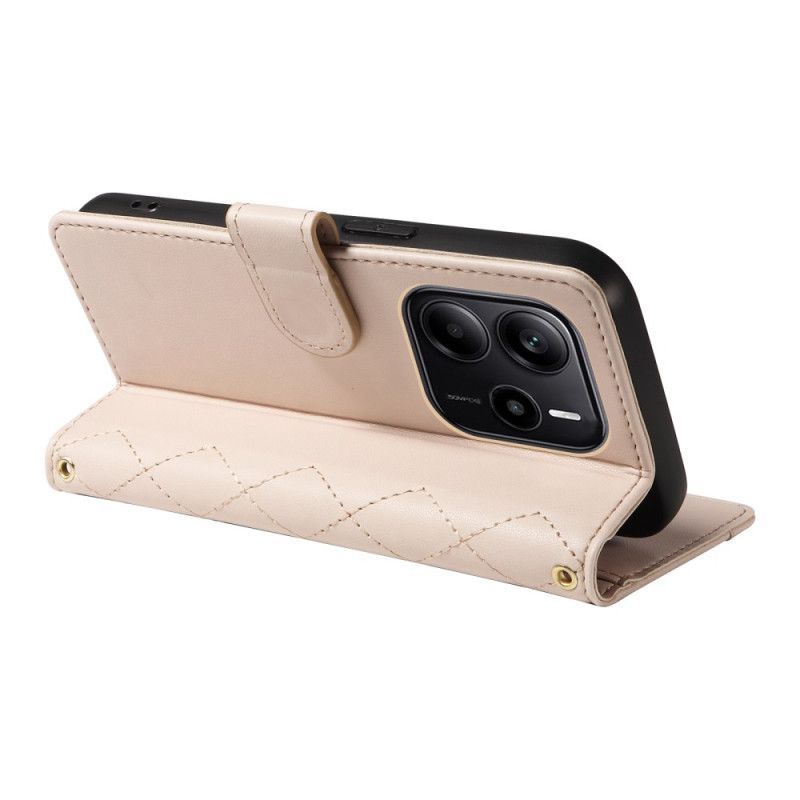 Housse Xiaomi Redmi Note 14 4G Matelassée avec Lanière et bandoulière