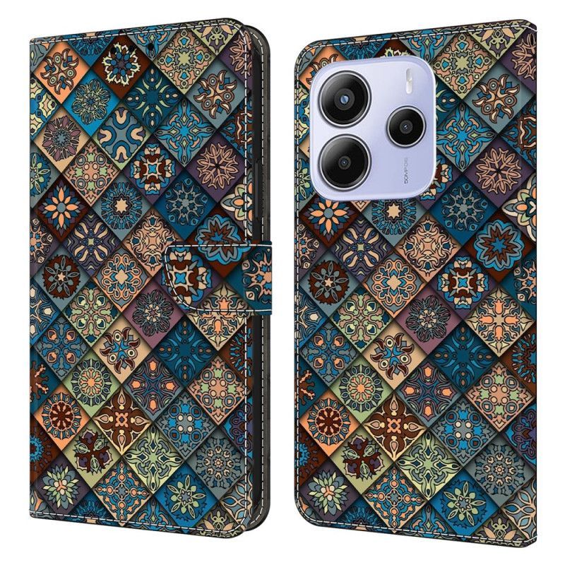 Housse Xiaomi Redmi Note 14 4G Motif Floral Bleu