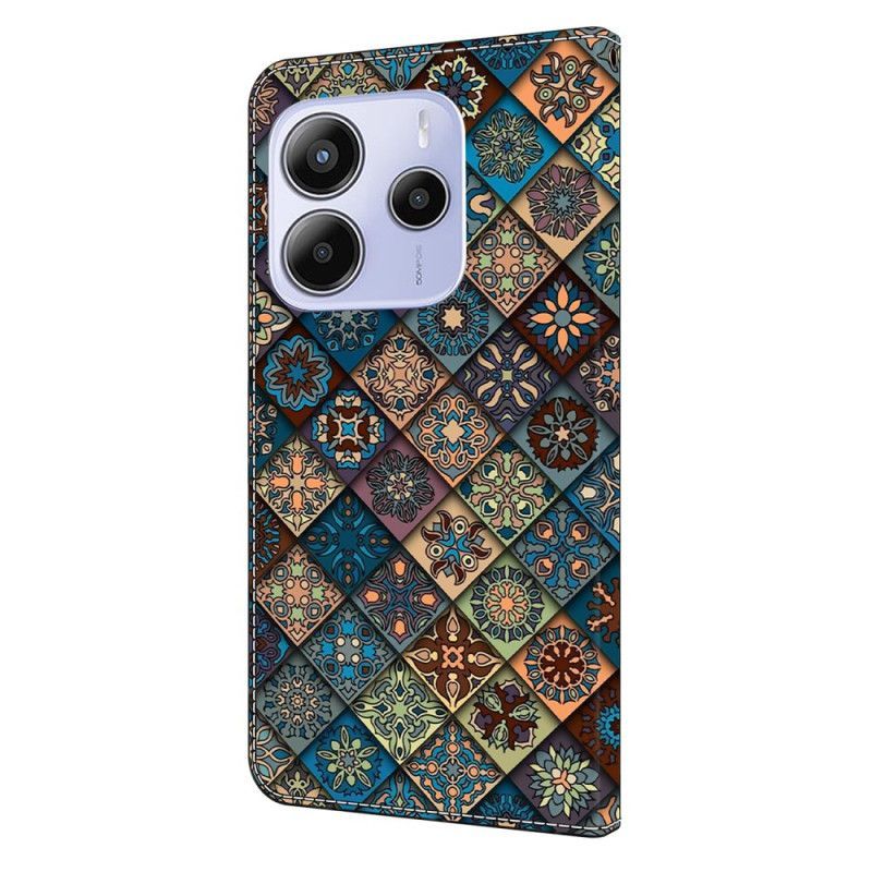 Housse Xiaomi Redmi Note 14 4G Motif Floral Bleu