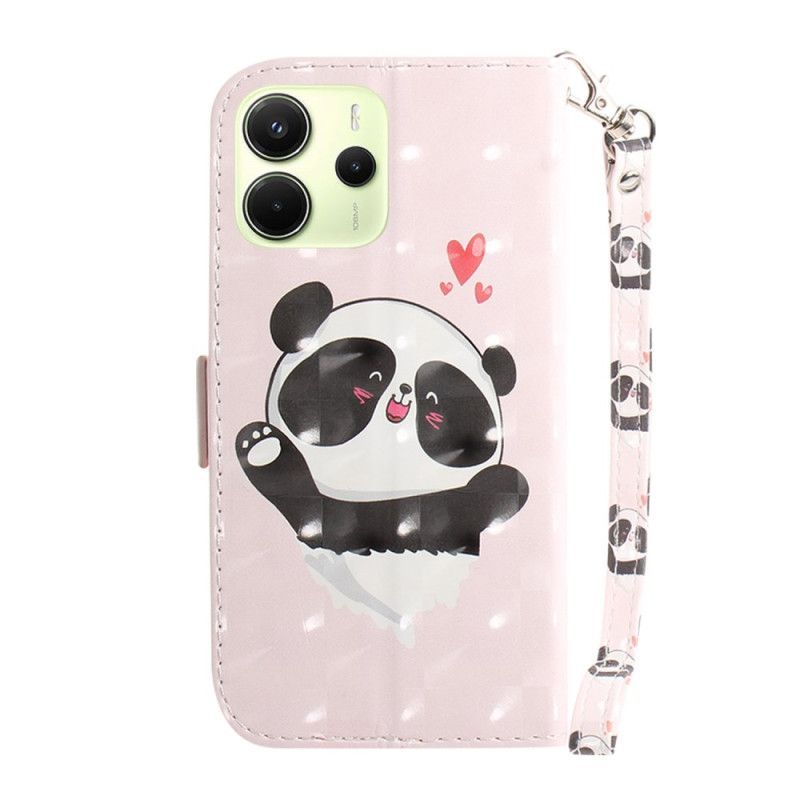 Housse Xiaomi Redmi Note 14 4G Panda Love à Lanière