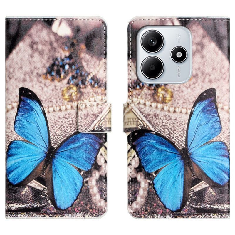 Housse Xiaomi Redmi Note 14 4G Papillon Bleu