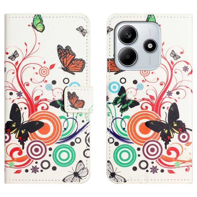Housse Xiaomi Redmi Note 14 4G Papillons sur Fond Blanc Blanc