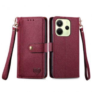 Housse Xiaomi Redmi Note 14 4G Portefeuille Design Coeur