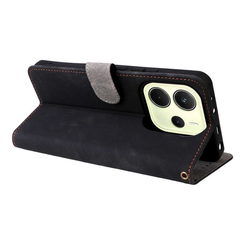 Housse Xiaomi Redmi Note 14 4G Protection RFID Effet Daim à Lanière