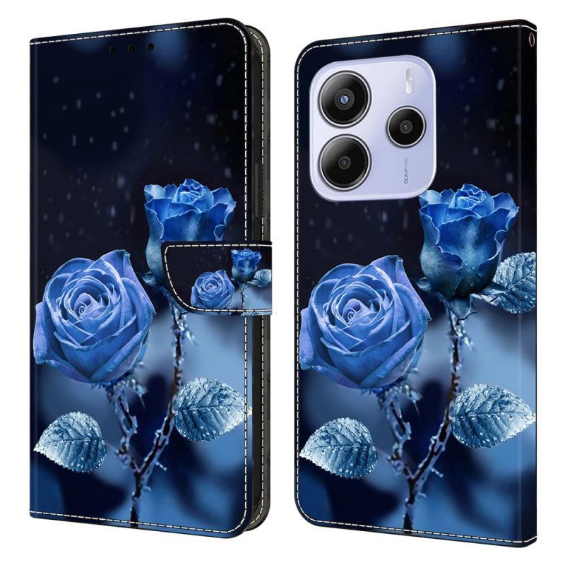 Housse Xiaomi Redmi Note 14 4G Roses Bleues