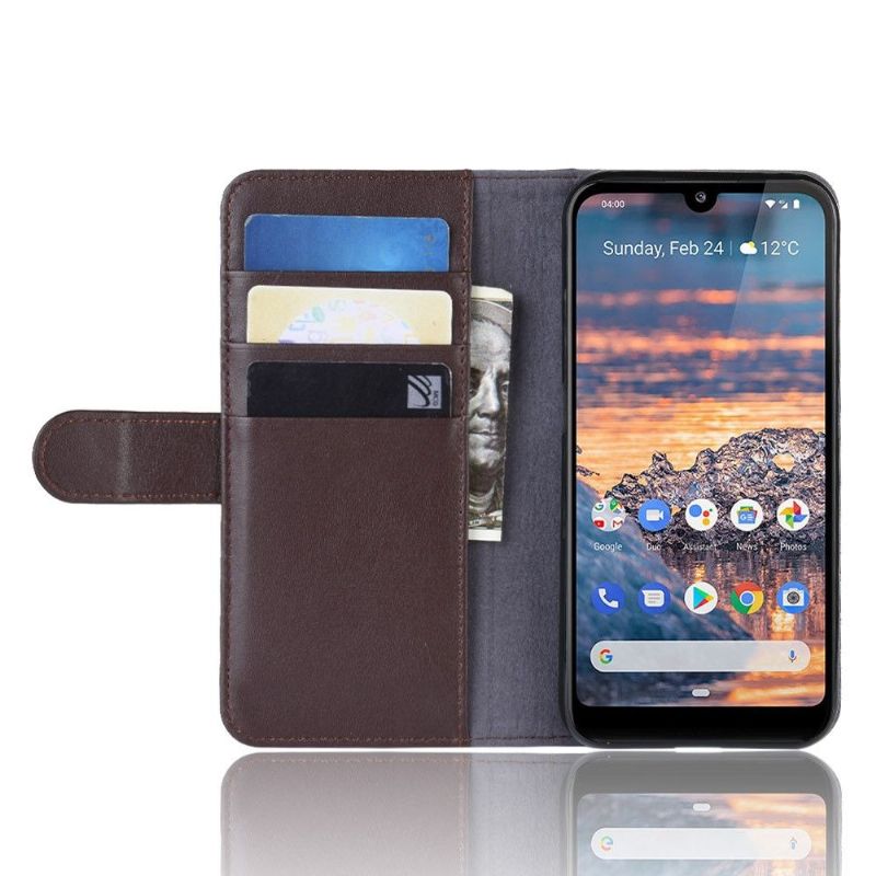Nokia 4.2 - Étui portefeuille cuir premium - Marron