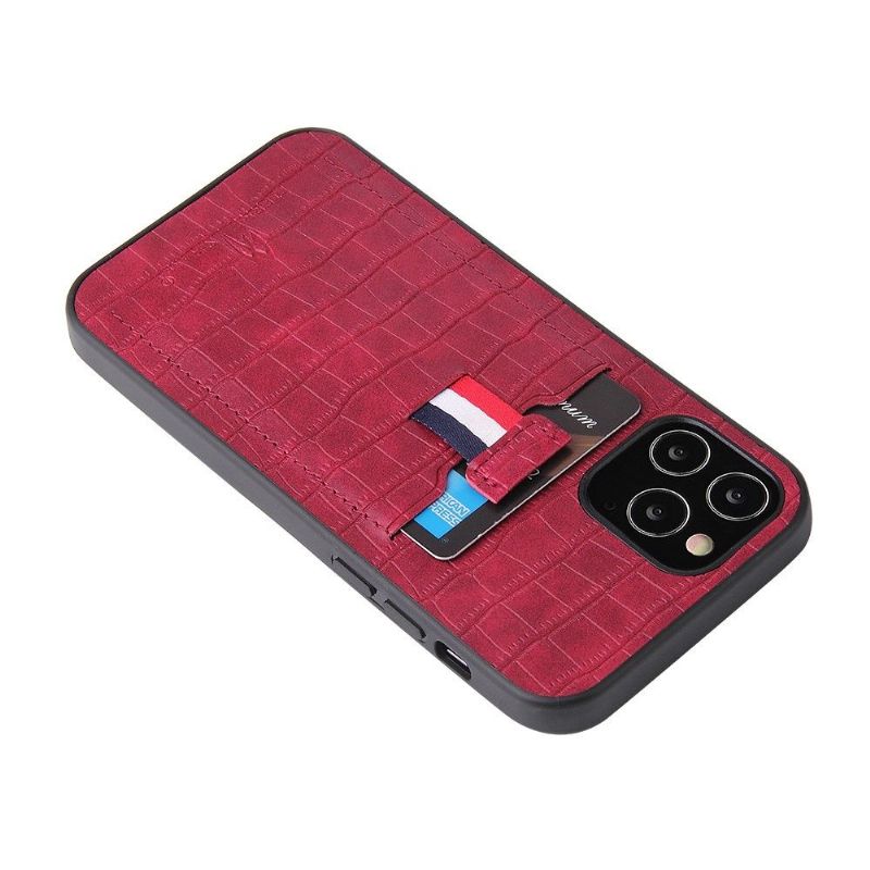 Coque iPhone 12 mini Aspect Croco Porte Carte