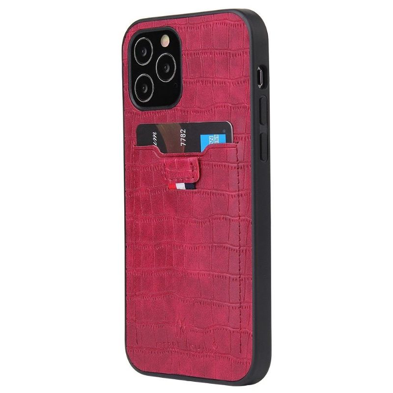 Coque iPhone 12 mini Aspect Croco Porte Carte