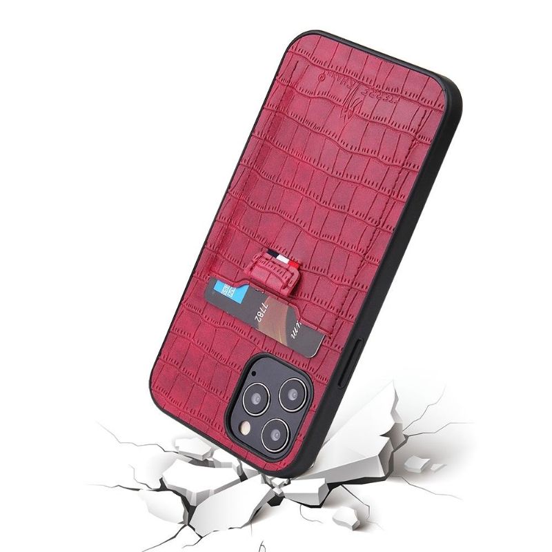 Coque iPhone 12 mini Aspect Croco Porte Carte
