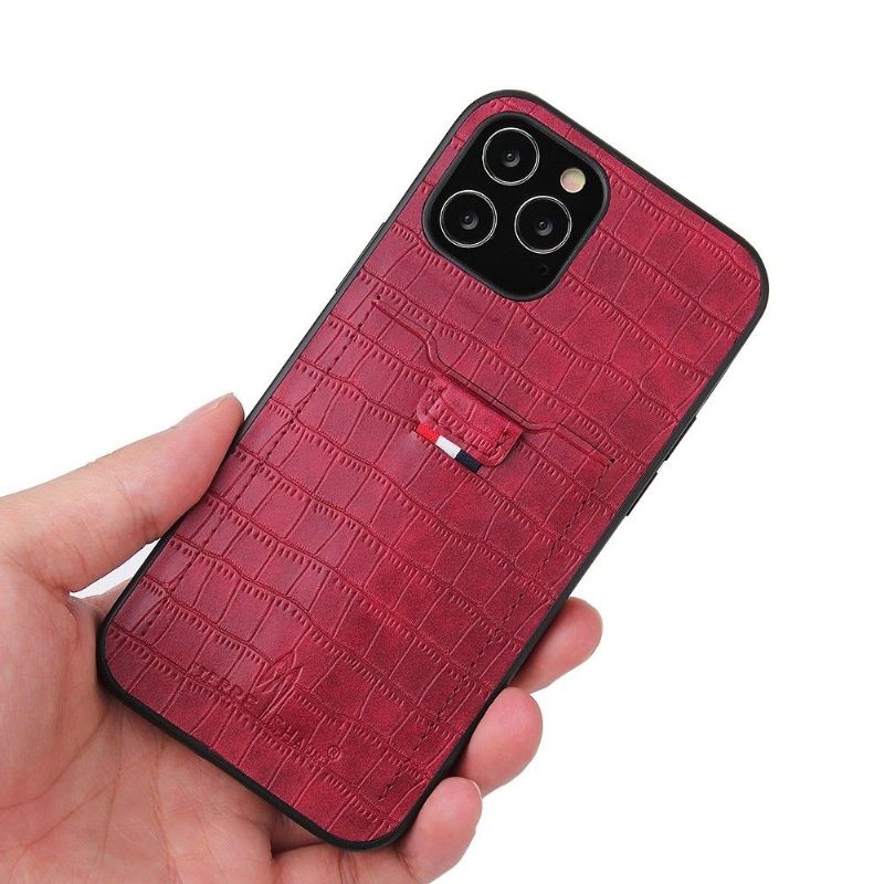 Coque iPhone 12 mini Aspect Croco Porte Carte