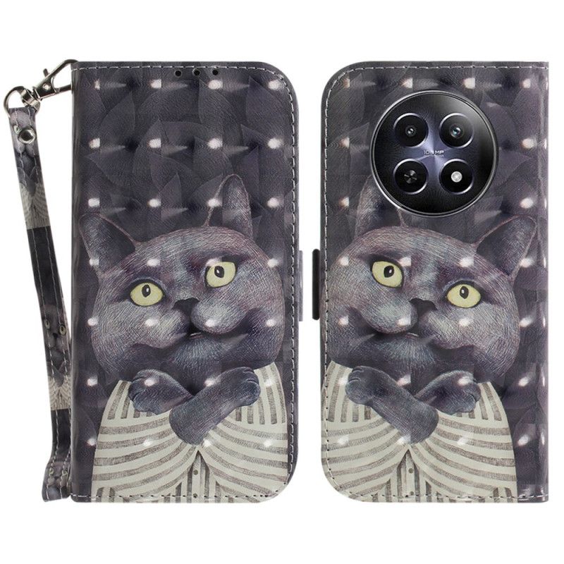 Housse Realme 12 5G / 12X 5G Chat Gris à Lanière