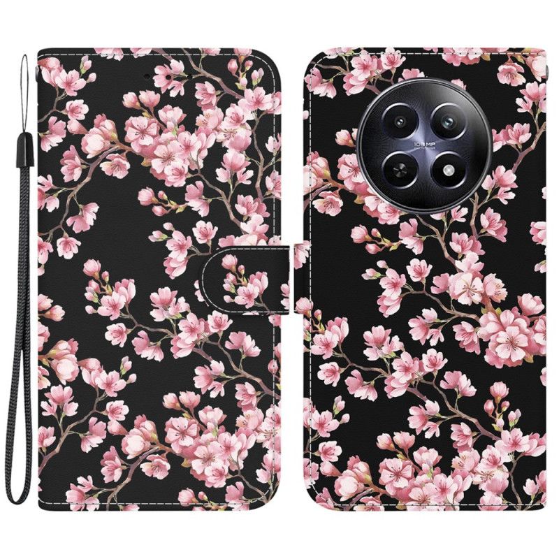 Housse Realme 12 5G / 12X 5G Fleurs de Prunier à Lanière